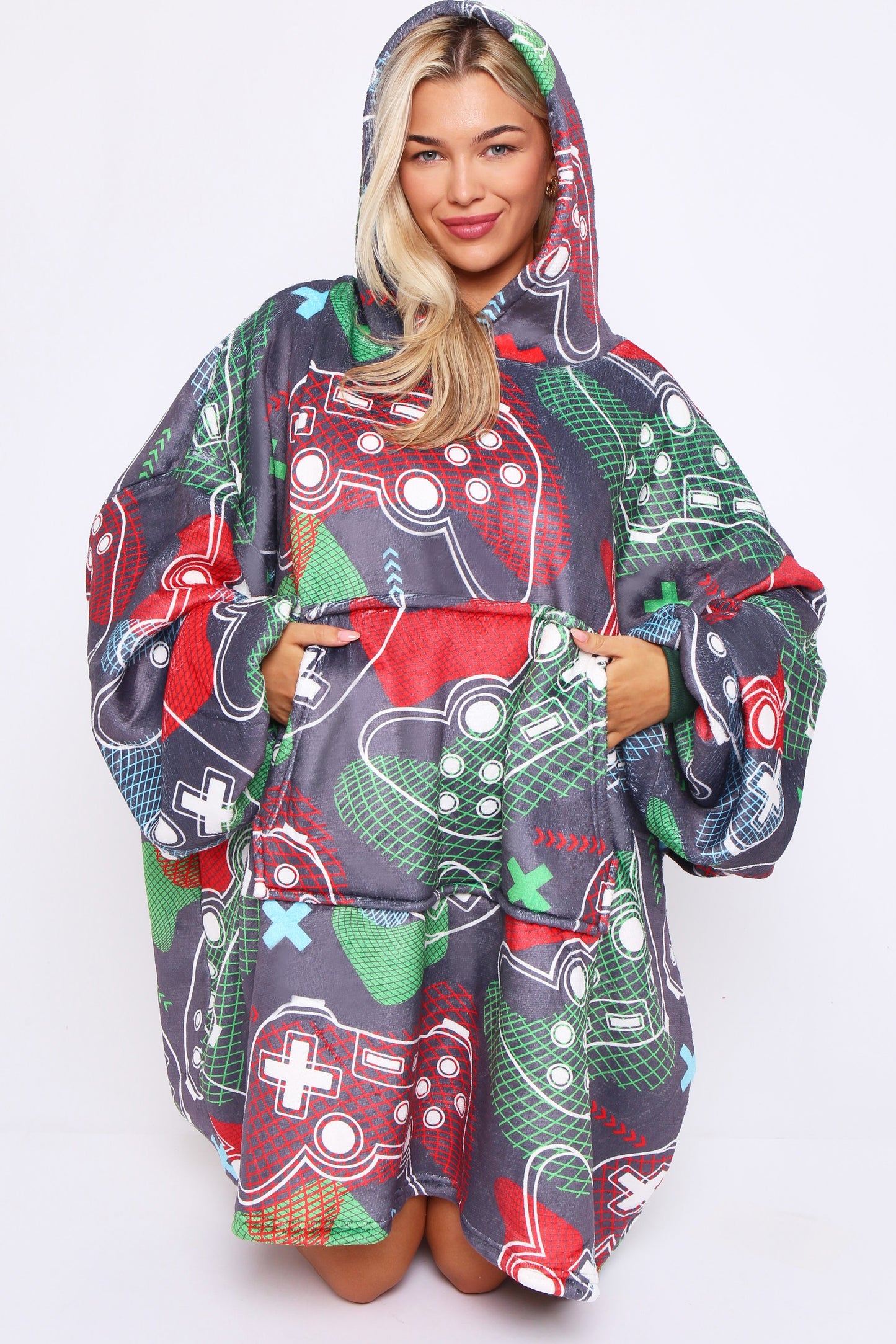 XMAS ADULT HOODIE GAMER GRID