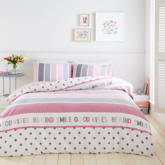 PRINTED DUVET SET HAPPY THOUGHTS MULTI