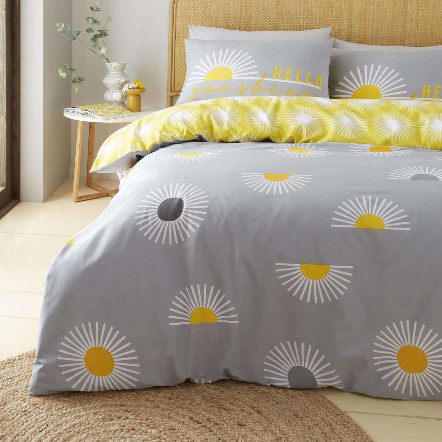 Sunburst Single Grey Printed Duvet Set