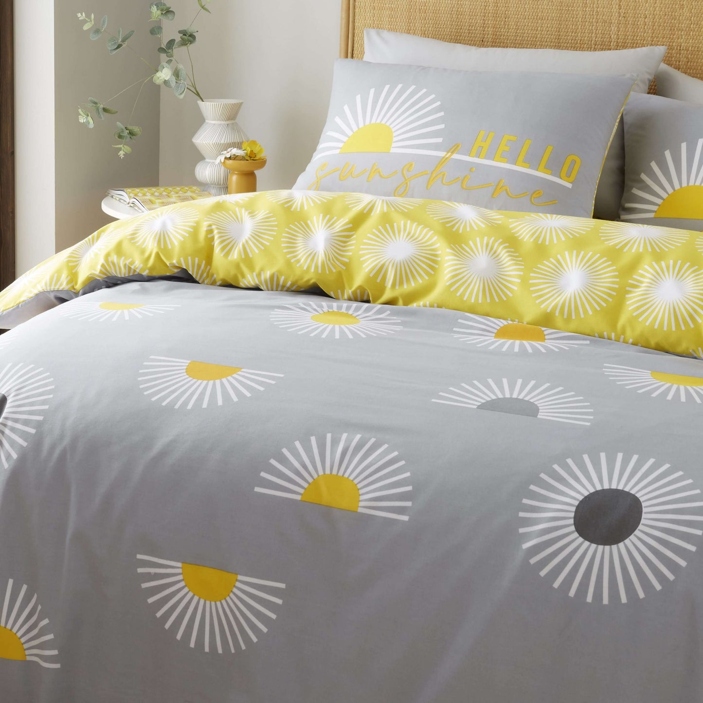 Sunburst Single Grey Printed Duvet Set