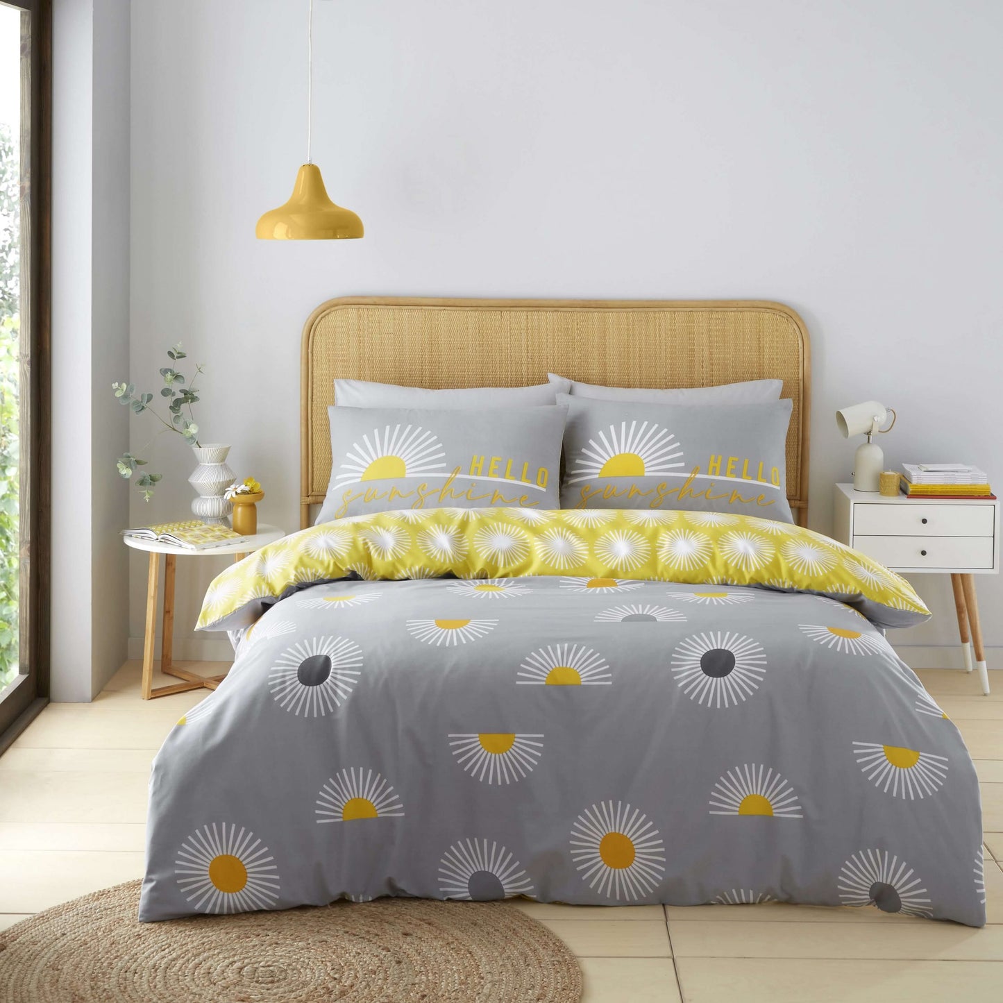 Sunburst Single Grey Printed Duvet Set