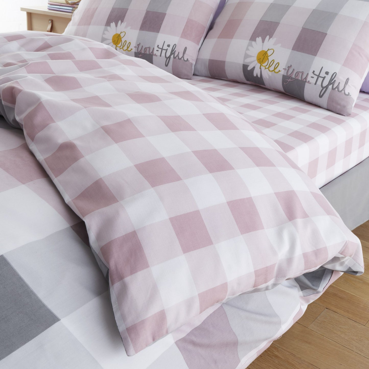 Sunny Gingham Check Printed Duvet Set