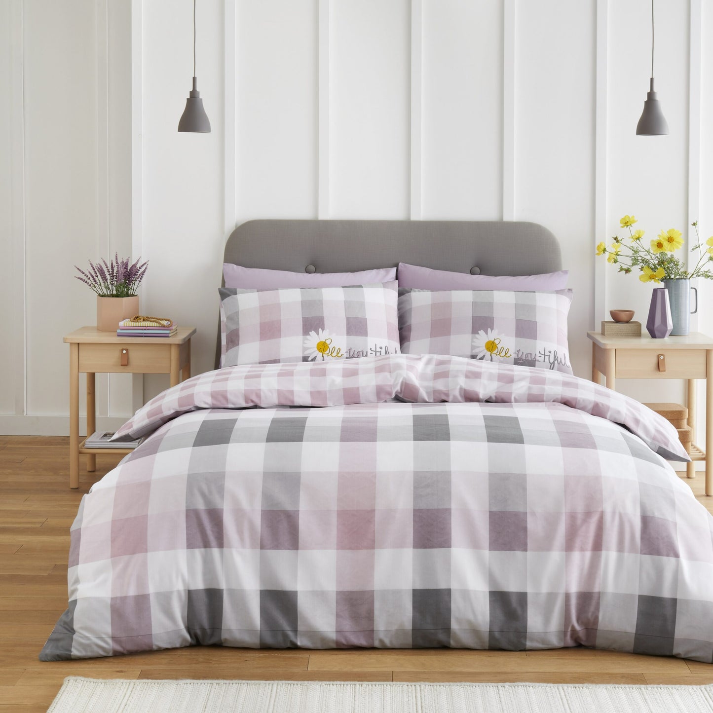 Sunny Gingham Check Printed Duvet Set