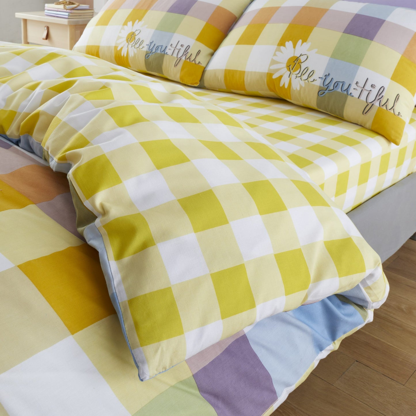 Sunny Gingham Check Printed Duvet Set